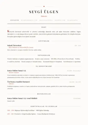 Sekreter CV Örnekleri cv indir